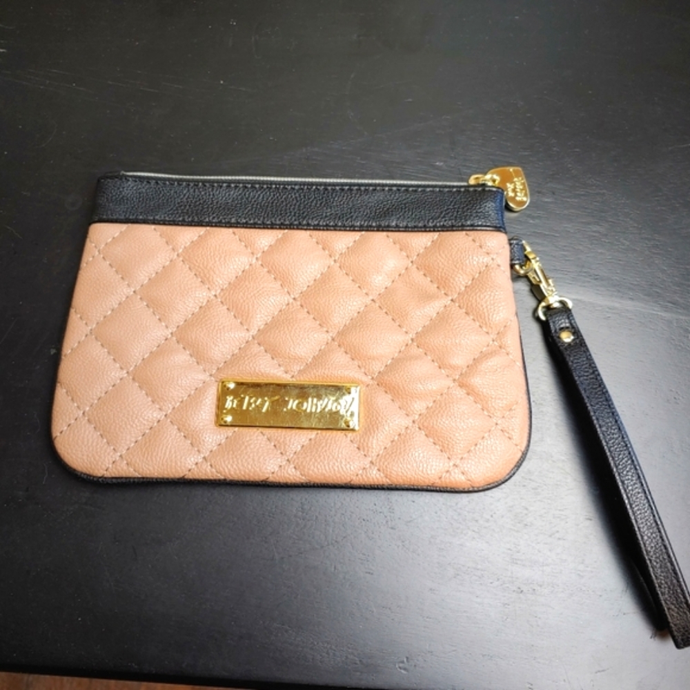 Betsey Johnson quilted brown wristlet. Cute,